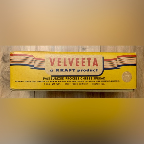 Vintage KRAFT VELVEETA CHEESE 2 lb. Cardboard Box Chicago IL 50’s 60’s - Picture 3 of 7